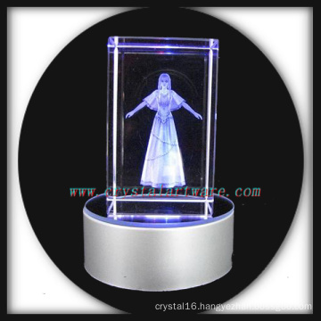 3d laser etched crystal beauty with led base